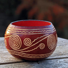 Kenyan Large Gourd Bowl-Hand Carved