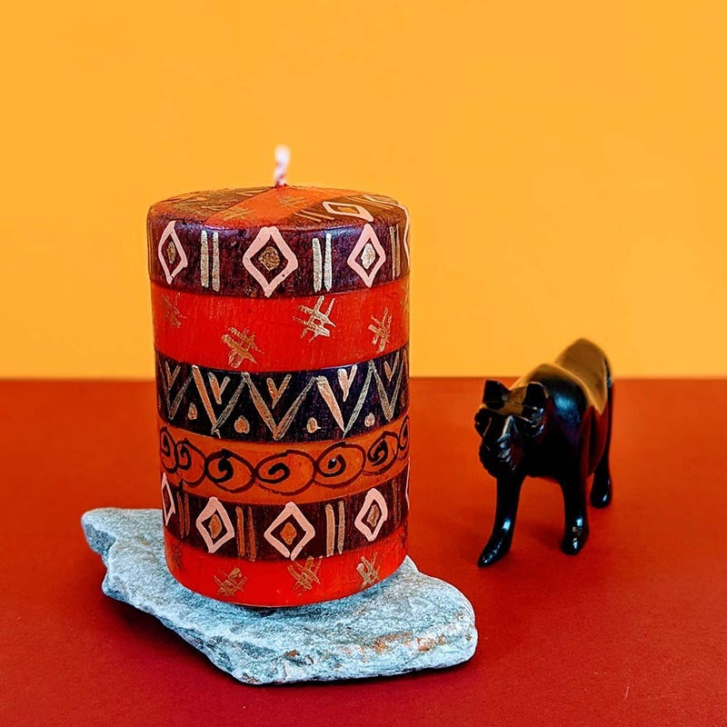 Hand Painted Pillar Candle, Bongazi