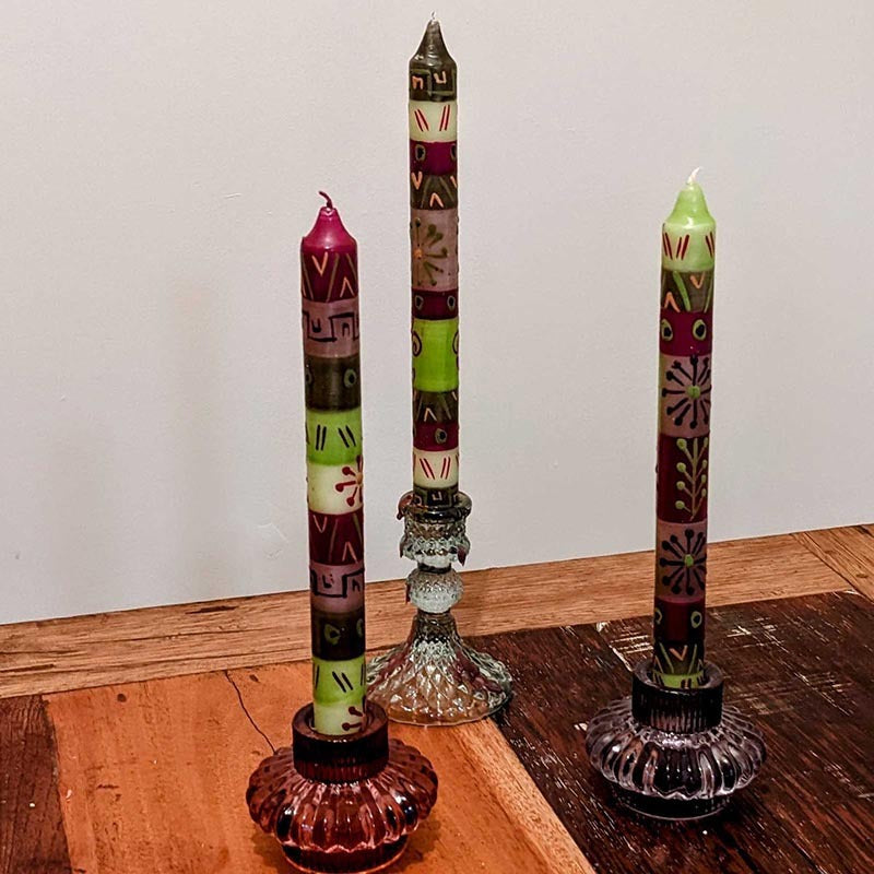 Hand Painted Dinner Candles, 3 pack, Kileo