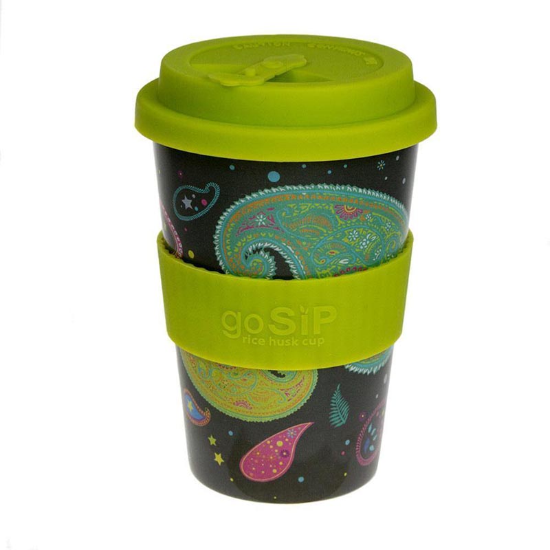 Biodegradable Rice Husk Reusable Travel Cup - Paisley Cosmos