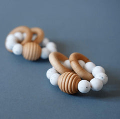 Beehive Silicone & Wooden Teething Toy - Speckled