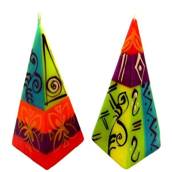 Load image into Gallery viewer, Hand Painted Pyramid Candles, 2 pack, Matuko - Rainbow Life
