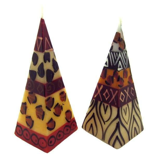 Hand Painted Pyramid Candles, 2 pack, Uzima - Rainbow Life