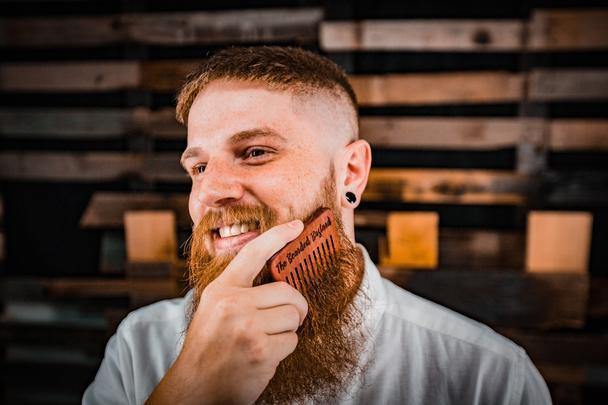 Load image into Gallery viewer, TBB Wooden Beard Comb - Rainbow Life

