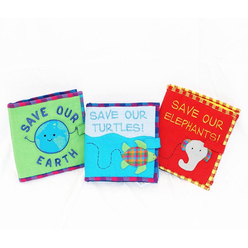 Cloth Save Our Planet Play Books -Earth, Turtles, Elephants