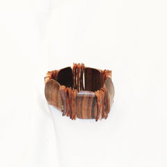 Wood and Shell Stick Bracelet - Brown - Rainbow Life