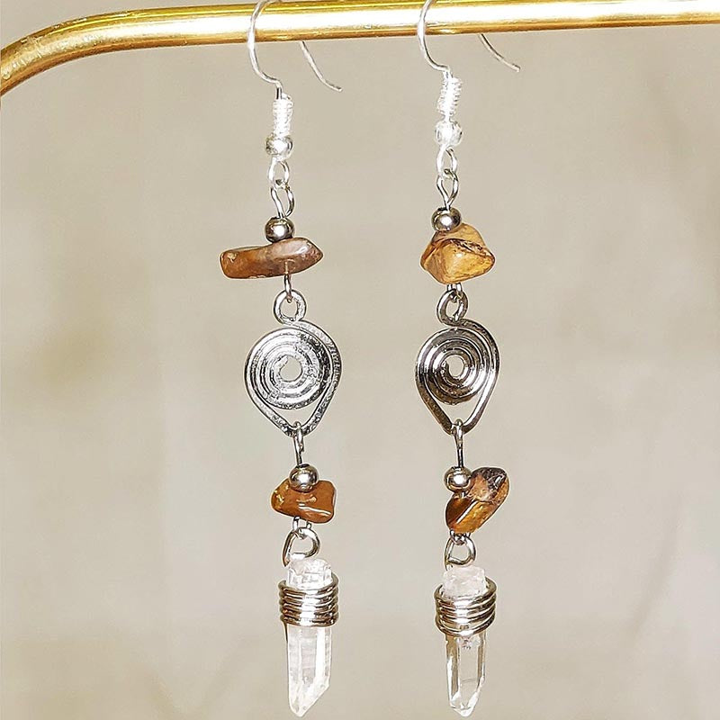 Load image into Gallery viewer, Stone Spiral Earrings-Various Colours
