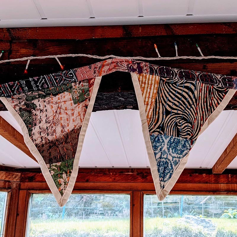 Load image into Gallery viewer, Upcycled Kantha Stitch Bunting
