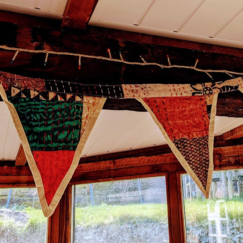 Load image into Gallery viewer, Upcycled Kantha Stitch Bunting

