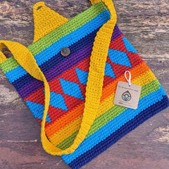 Crochet Shoulder Bag - Rainbow & Yellow