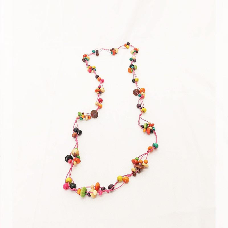 Load image into Gallery viewer, Long Wooden Rainbow Beads Necklace
