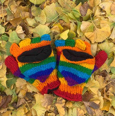 Rainbow Flap Gloves-Handmade