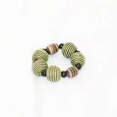 Wrapped Wooden Bead Bracelet - Lime