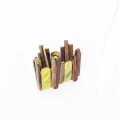 Wood and Yellow Shell Bracelet