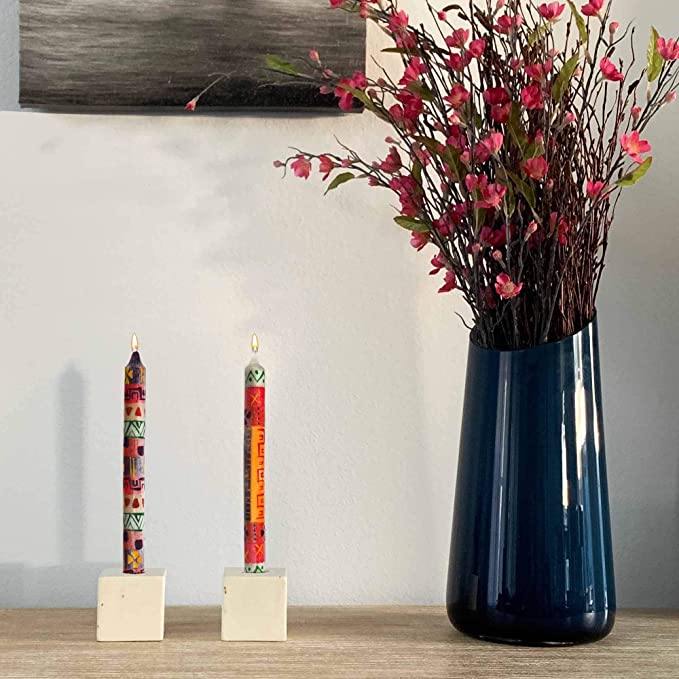 Load image into Gallery viewer, Hand Painted Dinner Candles, 2 pack, Zahabu - Rainbow Life
