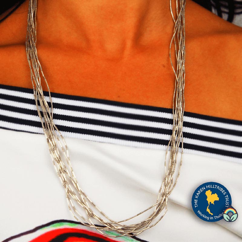 Load image into Gallery viewer, Handcrafted Karen Hill Tribe Silver Bead 9 Strand Necklace-Long
