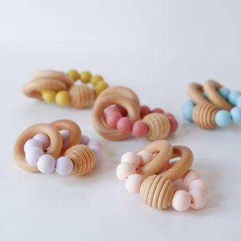 Beehive Silicone & Wooden Teething Toy - Speckled - Rainbow Life