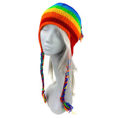 Rainbow Woollen Earflap Hat- Handmade