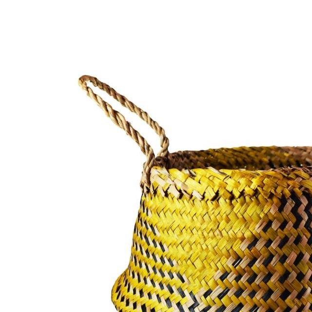 Seagrass Woven Basket - Yellow & Black 35cm