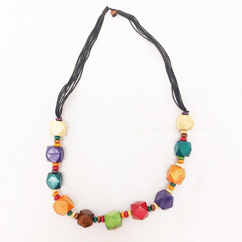 Load image into Gallery viewer, Chunky Rainbow Wood Necklace
